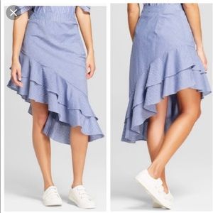 NWOT Asymmetrical Striped Ruffle Skirt